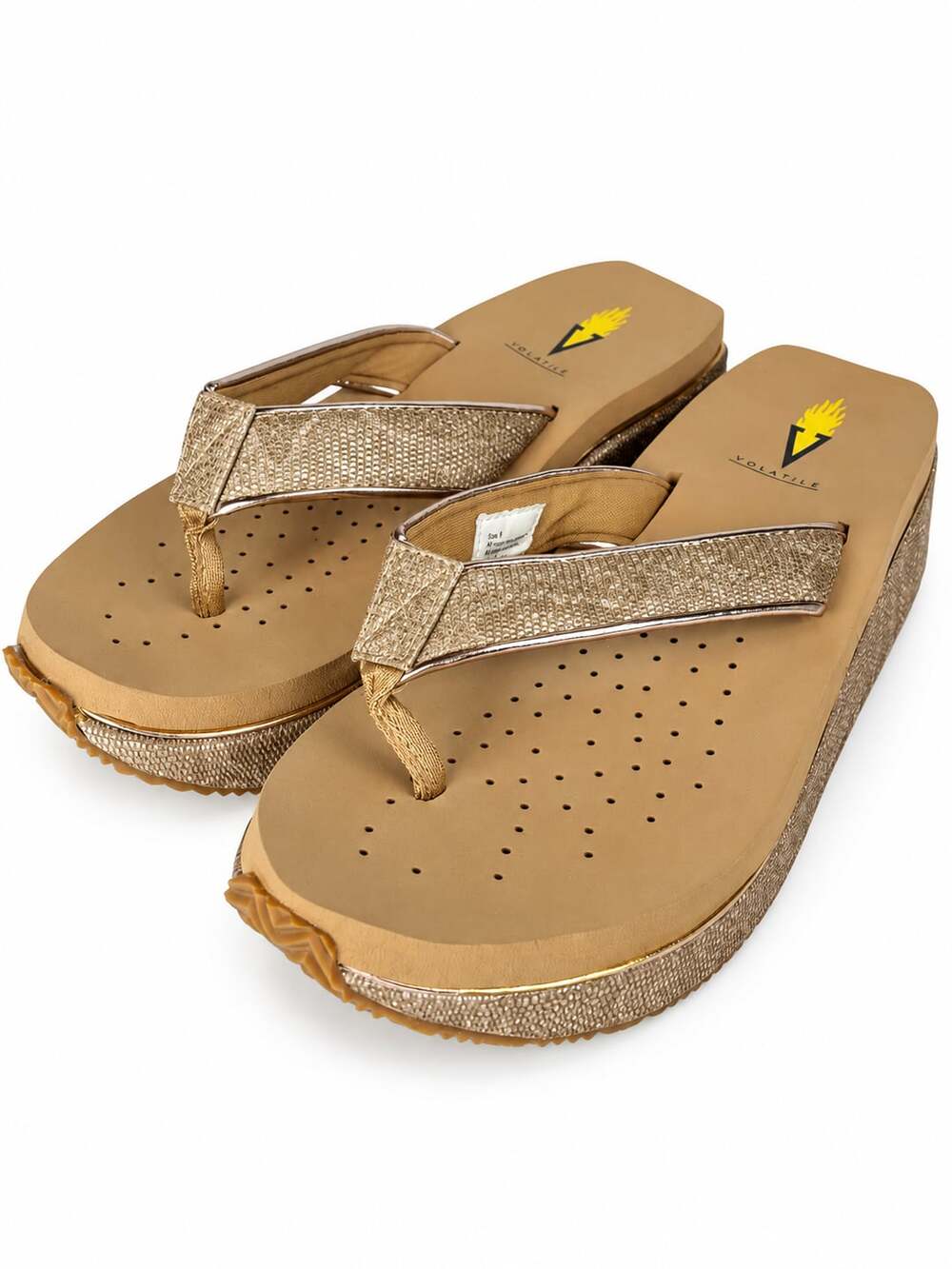 Volatile Neville Wedge Sandals Size 6 Gold Metallic